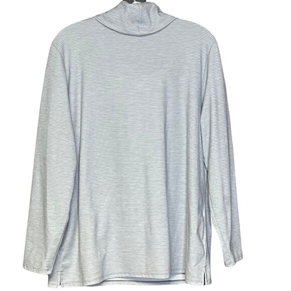 Chico’s pullover sweatshirt cowl neck relaxed fit gray white stripe size XL - Picture 2 of 6